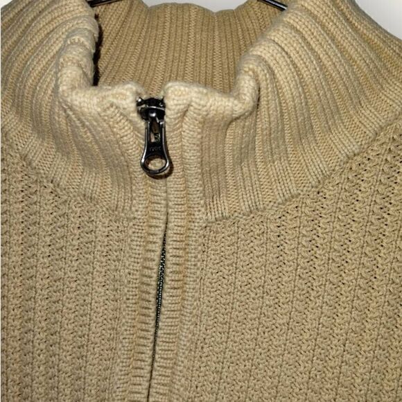 Aigle Mens Sweater Sz XL Tan Long Sleeves 1/3 Zip Ribbed Knit Preppy Earthy - Picture 5 of 8